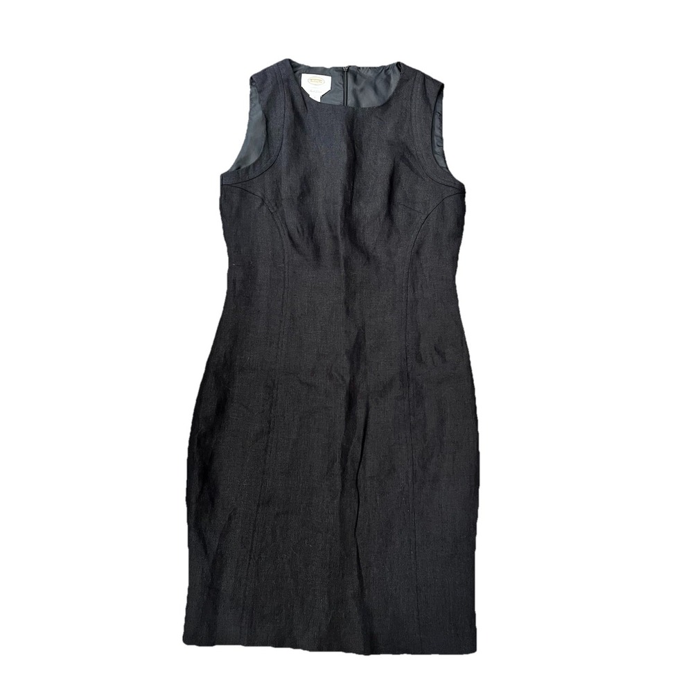 Talbots Irish Linen Sz 4 Black Sleeveless Dress Fit & Flare Classic Academia